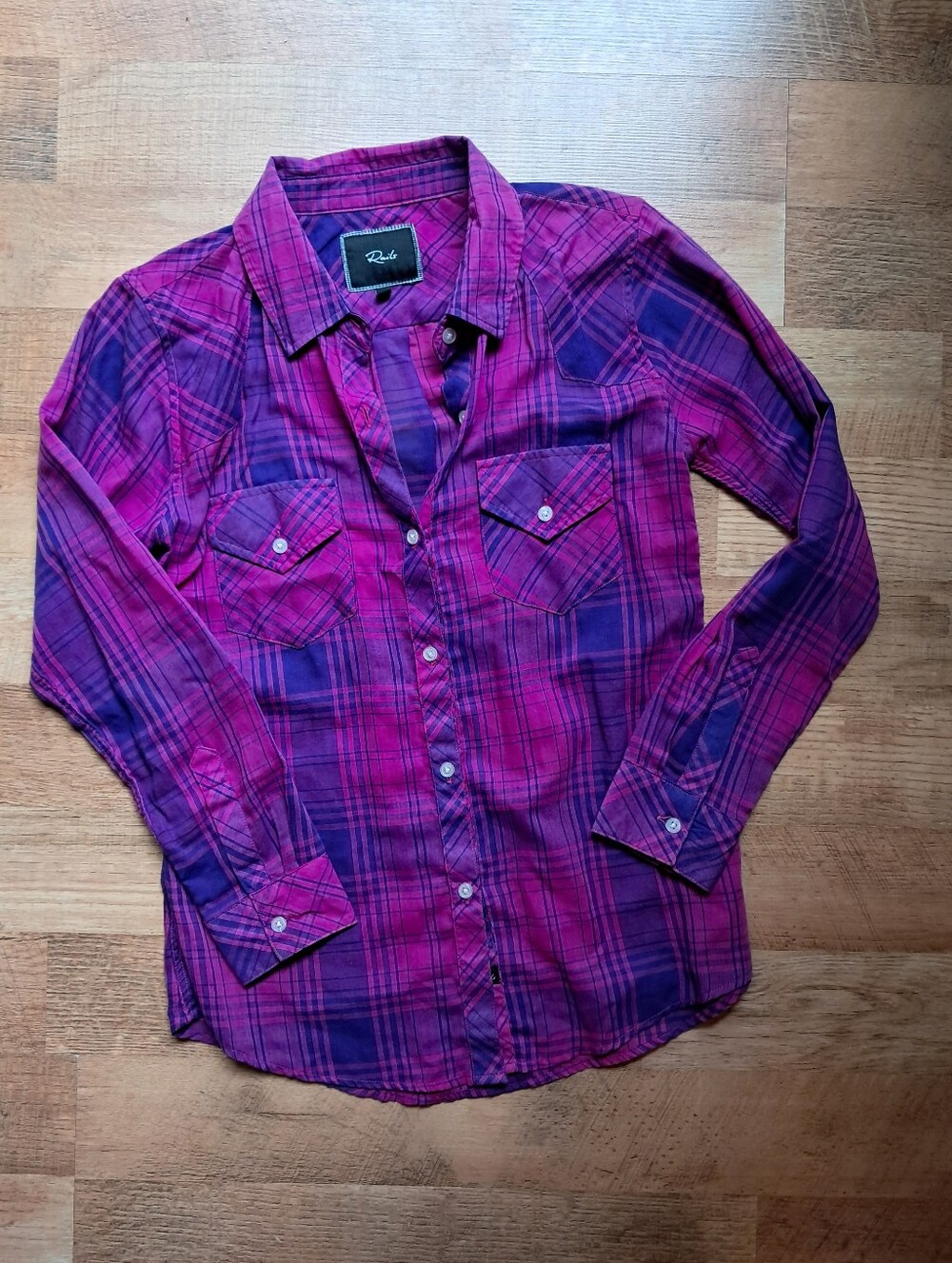 Rails Magenta and Deep Purple Lightweight Plaid Shirt Small